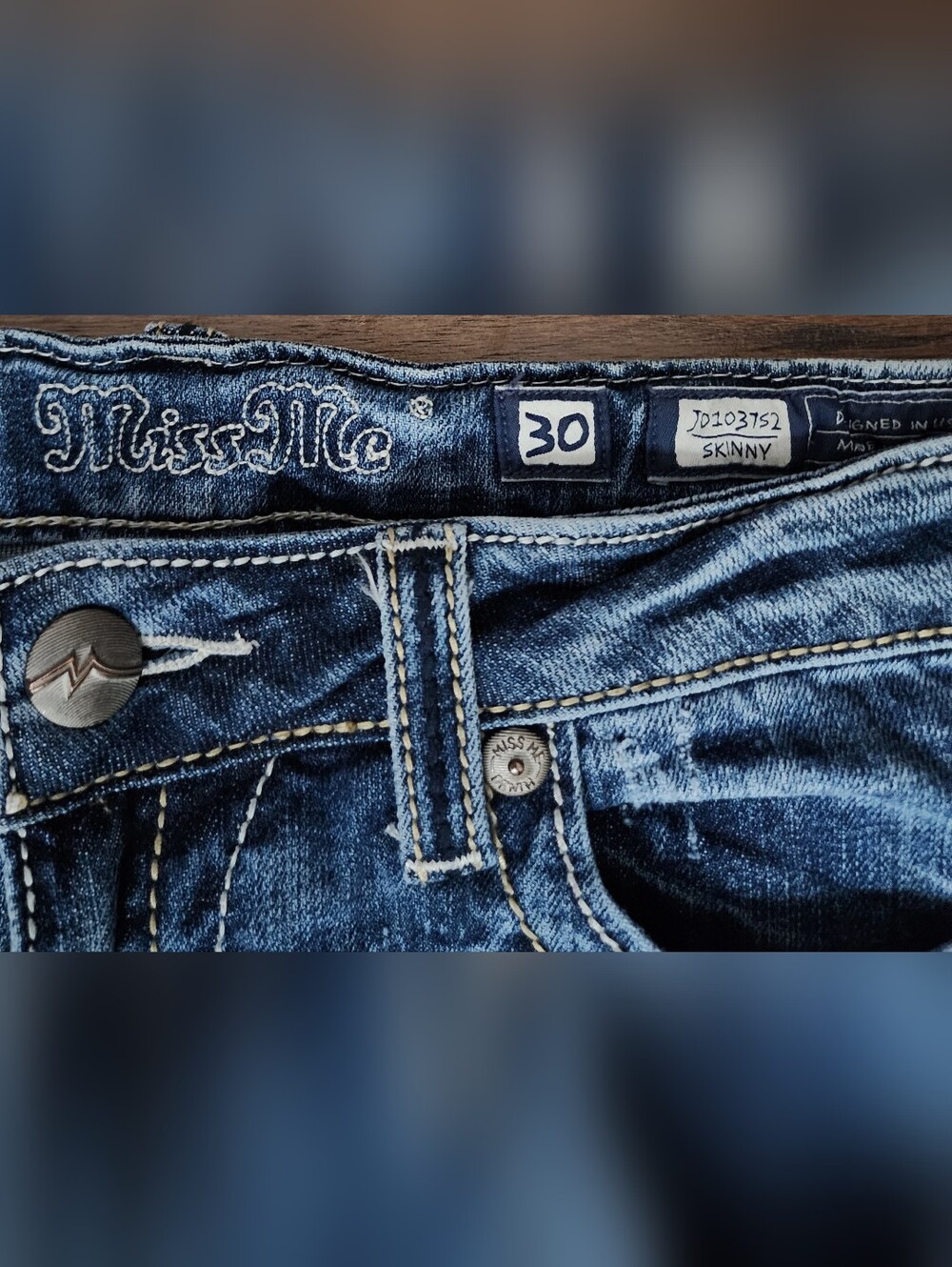Miss Me Skinny Jeans, Size 30 × 33" Inseam - Picture 3 of 4